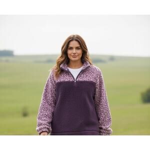 NEW Sonoma Goods For Life Fleece Womens XXL Purple Faux Fur Pockets Soft Fuzzy